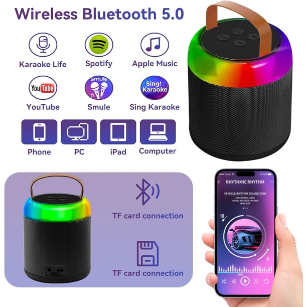 Microphone Karaoké Sans Fil Avec Lumières LED – Bluetooth – Enceinte Portable Pour Enfants Et Adultes
