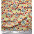 thumbnail image 1 of Soimoi Beige Velvet Fabric Ship Wheel,Starfish & Seashell Ocean Print Sewing Fabric Yard 58 Inch Wide, 1 of 1