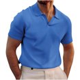 thumbnail image 1 of Chemises pour Hommes Couleur Unie Col Rabattu Haut Manches Courtes Haut/chemise, 1 of 5