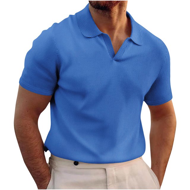 Chemises pour Hommes Couleur Unie Col Rabattu Haut Manches Courtes Haut/chemise