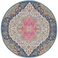 thumbnail image 1 of homeroots home decor 385746 4’ Round Blue and Pink Medallion Area Rug, 1 of 1