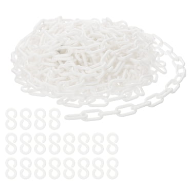 Uxcell Plastic Chain Links, 45 Feet Safety Chains, White Plastic Chains Large Plastic Chain Long for Barriers, Crowd Control, Queue Lines, Parking, Fences, Gate, Concerts