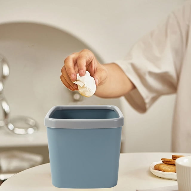 Desktop Trash Can, Small Wastebasket for Office Desk, Home Living Room, Car, Restaurant, Compact Storage Bin, Plastic Construction, Anti-Slip Base