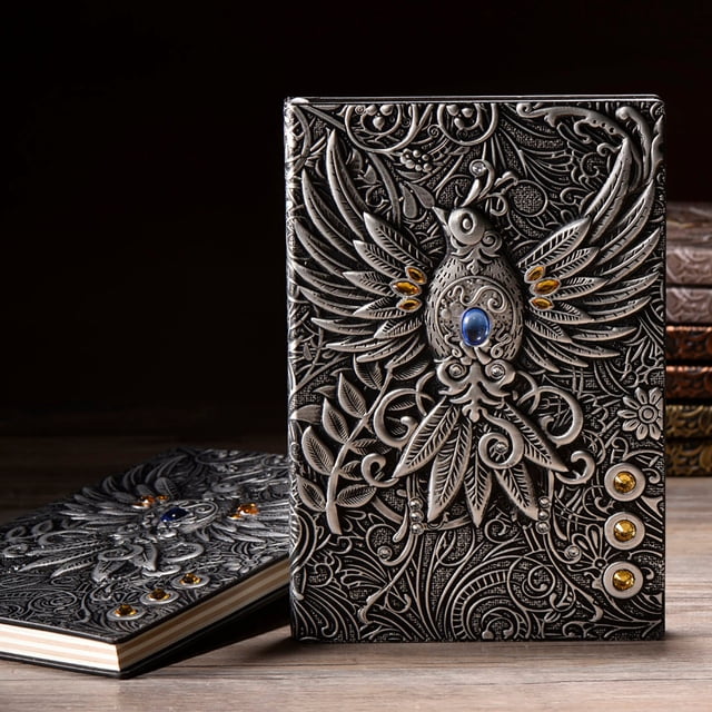 EGNMCR Diary NoteBook Notebooks for Work Retro Embossed Bird Pattern Notebook European A5 Notepad Stereo 100 Pages embossed notebook
