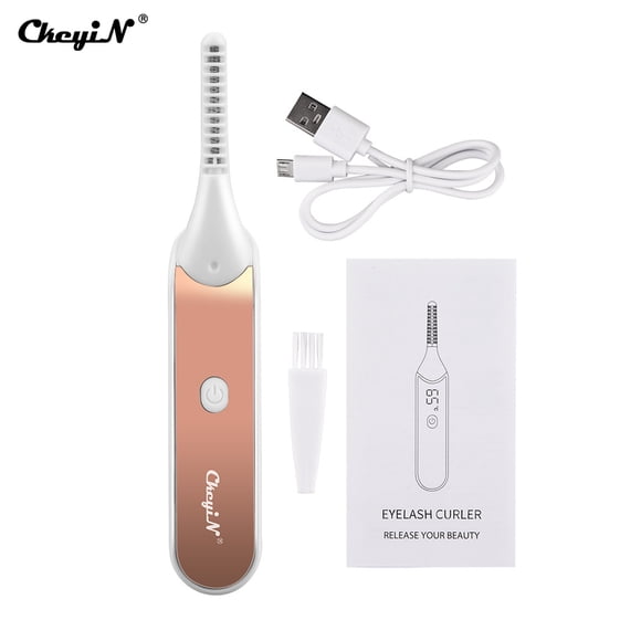 CkeyiN Boucleur de Cils Électrique, Affichage Numérique 4 Vitesses de Température Boucleur de Cils Chauffant Électrique, USB Rechargeable 8S Chauffage Rapide Cils Longue Durée Naturel Outil de Maquillage Curling