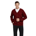 thumbnail image 2 of TOPTIE Cardigan pour Homme Coupe Décontractée Col en V Coton-Rouge-P, 2 of 8