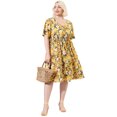 thumbnail image 3 of GRACE & GRANDEUR Robe Midi Décontractée pour Femme Grande Taille à Col en V, Imprimé Floral, Manches Évasées, Jaune 3X, 3 of 6