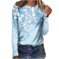 thumbnail image 1 of IROINID en Solde T-Shirt à Manches Longues en Polyester pour Femmes Confortable Dames Col Rond Hauts Amples T-Shirts Imprimés Blouse, Bleu Clair, 1 of 5