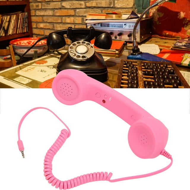 Retro Cell Phone Handset, 3.5mm Sound Plug Wired Telephone Handset Receiver, Adjustable Volume Radiation Proof for Phones Computers, Fun Unique Handset