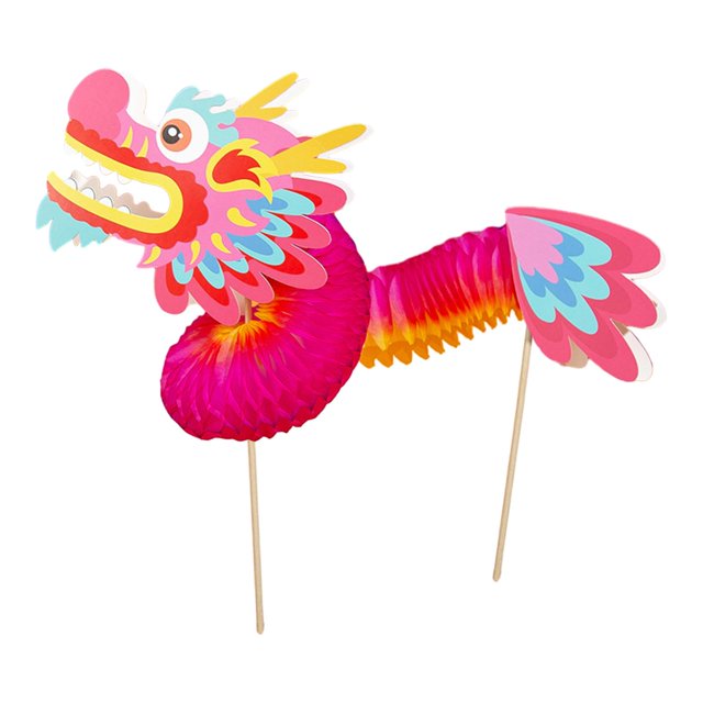 simhoa Chinese Dragon Dance DIY Handmade Material Package Arts and Crafts Supplies Rose Red