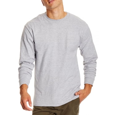 Hanes T-Shirts à Manches Longues Beefy-T pour Hommes, Acier Clair, Très Grand