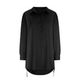 thumbnail image 3 of Birdeem Chemise Ajustée Ample pour Femme, Courte, devant, Dos Long, à Lacets, Manches Longues, Col en V, Haut/chemise, 3 of 5