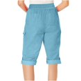 thumbnail image 4 of Timegard Cargo Shorts Women Elastic Waisted Drawstring Straight Leg Hiking Outdoor Half Pants with Pockets, 4 of 7
