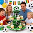 thumbnail image 1 of weibbin 3-Tier Paper Football Theme Cake Stand for Birthday Party Dessert Display, 12.5 Inches, Green, 1 of 6