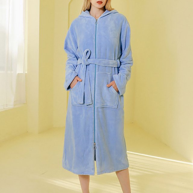 LSLJS Robe de Mode pour Femmes Peignoir Allongé Garde au Chaud Col à Revers Même Style pour Hommes et Femmes Manches Longues, Peignoirs Cadeaux pour Femmes