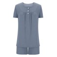 thumbnail image 4 of AherBiu Ensembles de Pyjama pour Femmes 2 Pcs Boutons Col Rond Hauts Ensemble de Pjs Shorts Confortables Vêtements de Nuit Vêtements de Nuit, 4 of 7