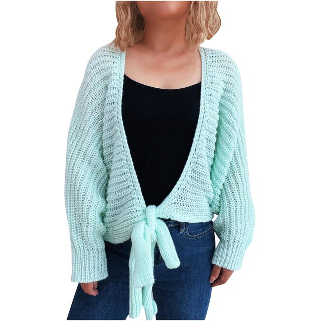Gpaecead Cardigans pour Femmes, Ouvert à l'Avant, Manches Longues, à Nouer à l'Avant, Cardigan Uni