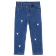 thumbnail image 1 of KIDSCOOL SPACE Baby Little Girls Jeans,Ripped Color Stars Embroidered Strechy Denim Soft Slim Pants,Deep Blue,12-18 Months, 1 of 6
