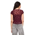 thumbnail image 3 of No Boundaries Women's Flocked Mesh Top, 3 of 6