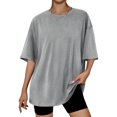 thumbnail image 2 of Timegard Womens Tops Athletic Crewneck Short Sleeve Loose Workout Top Comfy Solid Color Casual Basic Tee, 2 of 3