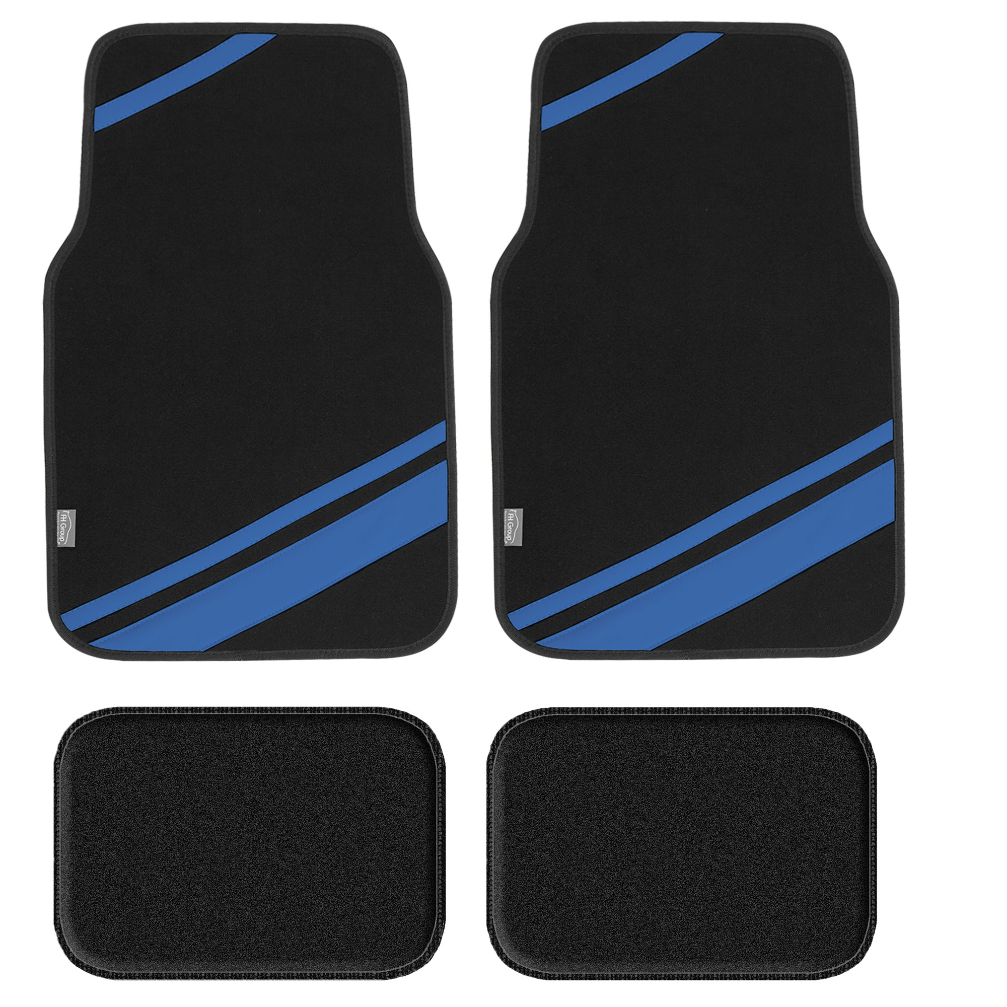 FH Group Carpet Liners Car Floor Mats with Faux Leather Stripes - Full Set
