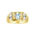 thumbnail image 1 of RYLOS Men's Rings Yellow Gold Plated Silver Rings Designer Weave Band 7X5MM Gemstone &  Diamond Ring Aquamarine March Birthstone Rings For Men Size 8, 1 of 7