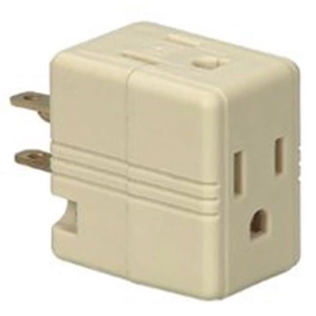 Cooper Wiring 1482V-BOX Ivory, 3 Outlet 3 Wire Cube Tap