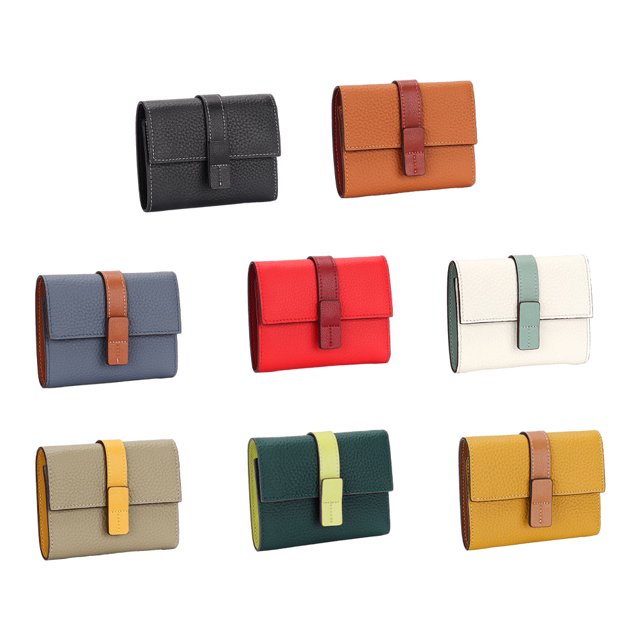 pitrice Leather Women Purse Rectangular Trifold for Zipper Hasp Stylish Card Holder Photo Folder Wallet Notecase Birthday Gift Red 1Set