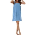 thumbnail image 2 of INSPIRE CHIC Women's Terry Wrap Bathrobe Spa Robe for Gym Pool Shower Bath Towel Robe Shower Dress M Blue, 2 of 6