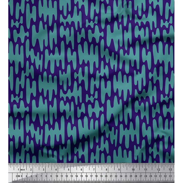 Soimoi Blue Poly Georgette Fabric Liquid Drip Abstract Print Fabric by the Yard 42 Inch Wide