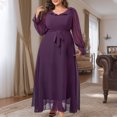 thumbnail image 4 of Ovzne Robes pour Femmes 2025 Robe Femmes Femmes Grande Taille Taille Haute Mode Élégante Chiffon Manches Longues Longue Robe de Soirée Robe Grande Taille Manches Longues Liquidation, 4 of 7