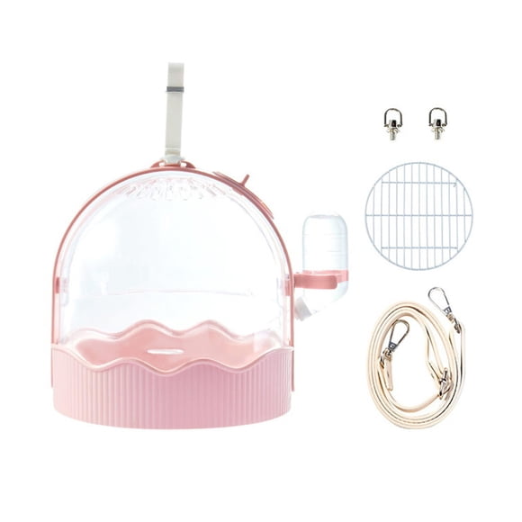 Portable Small Animal Travel Cage PS Plastic Large Space with Shoulder Strap Easy to Clean Assemble for Small Birds Hamsters Budgies Finches Sugar Gliders