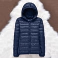 thumbnail image 4 of Packable down Jacket, Lightweight Hooded Puffer, White Duck down Coat Navy S , Coat, 4 of 5