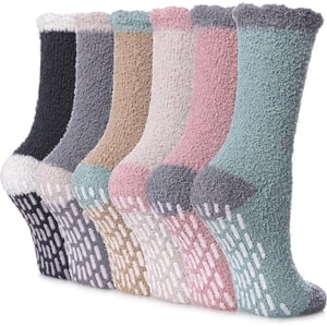 6Pairs Chaussettes anti-dérapantes pour femmes Chausse d'hiver chaude et confortable Chaussée à chaussons souples avec poignées