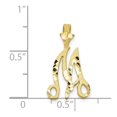 thumbnail image 3 of Diamond2Deal 10K Yellow Gold Grooved Letter M Initial Pendant for Women, 3 of 5