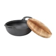 thumbnail image 2 of Cast Iron Wok Pan with 2 Handle and Wooden Lid, Uncoated Flat Bottom Wok, Chinese Wok Stir Fry Pan Chinese Pan Mini Wok for Induction, Electric, Gas Stoves, Practical Gift, 2 of 7