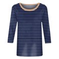 thumbnail image 5 of Blouses pour Femmes Mode Blouses à Rayures Imprimées pour Femmes T-Shirt à Manches Trois-Quarts Haut à Col Rond, 5 of 5