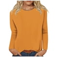 thumbnail image 1 of Timegard Womens Tops Long Sleeve Round Neck Solid Color Basic Tee Fall Casual Comfy Loose Tops Blouse, 1 of 5