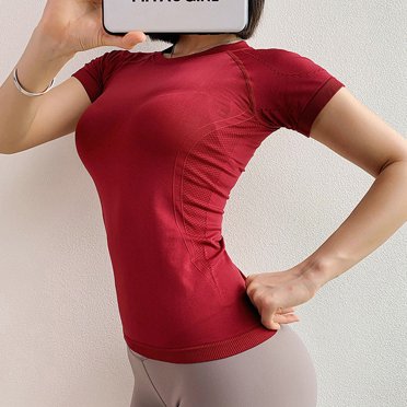 Fridja Womens Casual Sports Quick-Drying T-Shirt Slim Fitness Yoga Breathable Top