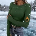 thumbnail image 2 of YOIAVAIOY Women Long Sleeve Shirts Rib Knit Slim Fit Basic Tees Fall Casual Outfits Spring Fall Undershirts Green XXL, 2 of 9
