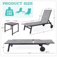 thumbnail image 2 of Yoleny Chaise Longue de Patio avec Roues, Ensemble de 2 Chaises Longues d'Extérieur avec Dossier Réglable, Chaises Longues de Piscine en Textilène Imperméable avec Table d'Appoint pour Patio, Bord de Piscine, Terrasse, Gris, 2 of 6
