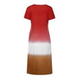 thumbnail image 4 of Fridja Womens Plus Size Daily Tie-dyed Color Block Loose V Neck Short Sleeve Dress, 4 of 7