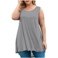 thumbnail image 2 of AherBiu Débardeurs d'Été Grande Taille pour Femmes Coupe Ample Col Rond Sans Manches Ourlet Fluide Mode Basique T-Shirt, 2 of 5