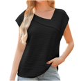thumbnail image 1 of Timegard Womens Tops Irregularly V Neck Cap Sleeve Solid Color Comfy Blouse Dressy Casual Tank Tops, 1 of 4