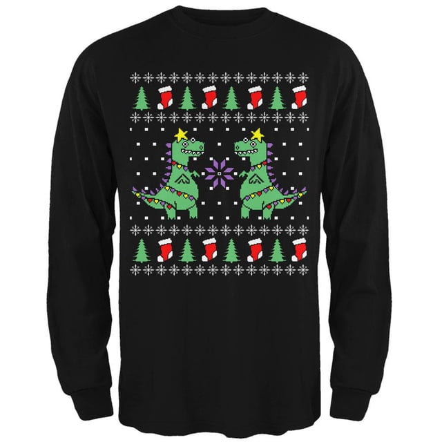 T-shirt à Manches Longues pour Hommes Tree Rex T Rex Chandail de Noël Laid