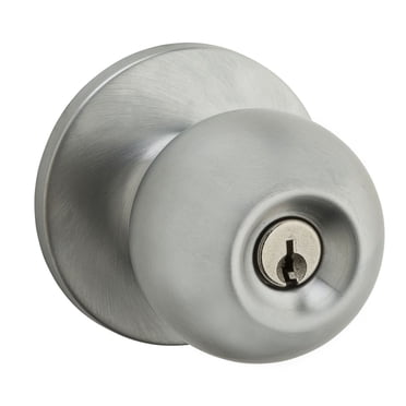 Weiser Safe Lock Regina Chrome Satiné Bouton de porte extérieure/poignée d’entrée avec clé