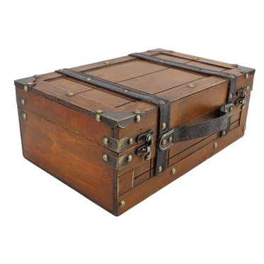 Synthetic Wood Suitcase, Decorative Storage Box Vintage for Household Goods