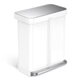 thumbnail image 1 of Simplehuman 58 Liter Rectangular Dual Compartment Recycling Step Trash Can, White Steel, 1 of 7