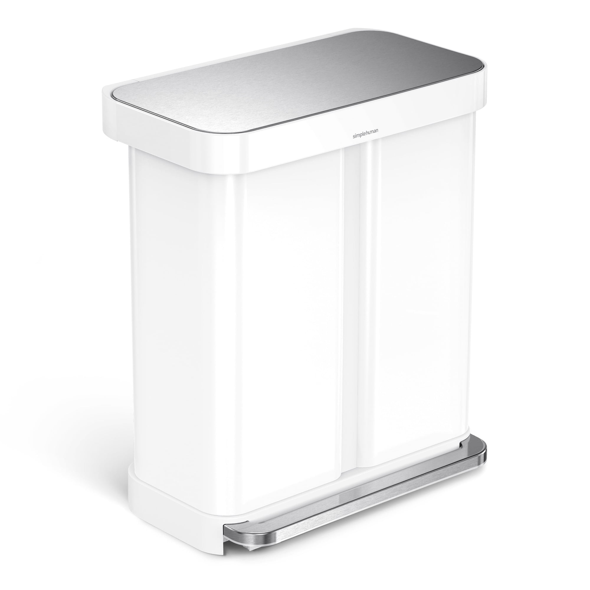 ごみ箱 human made trash can white Simplehuman 58 Liter Rectangular Dual Compartment Recycling Step