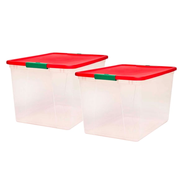 Homz Bac de Rangement en Plastique Transparent de 64 Qt avec Loquet Sécurisé et Couvercle (Lot de 2)